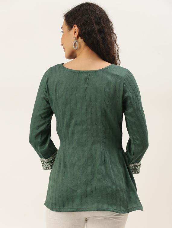 round neck printed peplum top - 17995065 - Zoom Image - 3