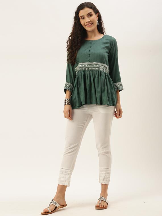 round neck printed peplum top - 17995065 - Zoom Image - 4