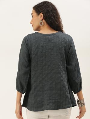 slit sleeved embroidered detail top - 17995066 - Standard Image - 3