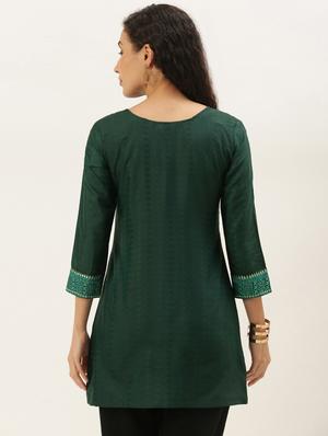 tie up neck embroidered detail tunic - 17995072 - Standard Image - 3