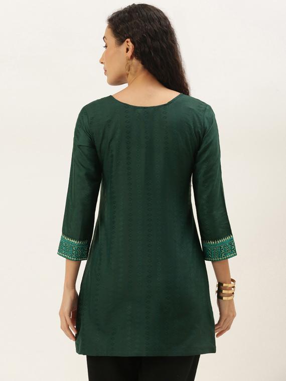 tie up neck embroidered detail tunic - 17995072 - Zoom Image - 3