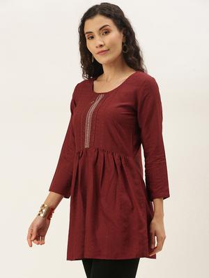 round neck embellished top - 17995075 - Standard Image - 2