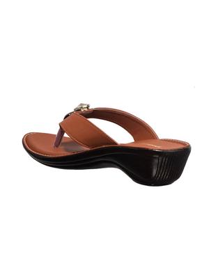 brown synthetic slip on sandals - 17995386 - Standard Image - 3