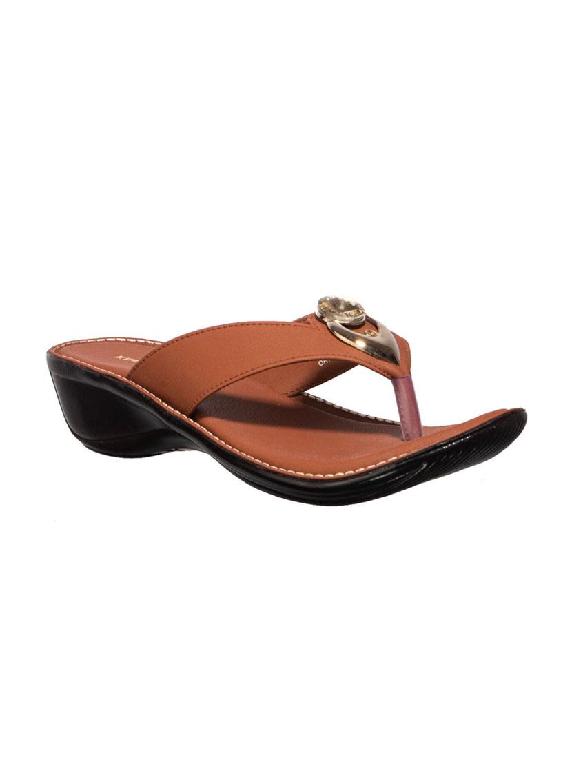 brown synthetic slip on sandals - 17995386 - Zoom Image - 1