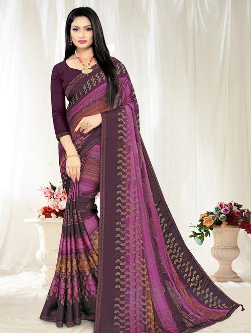 paisley printed saree with blouse - 17995491 - Very Small Image - 1