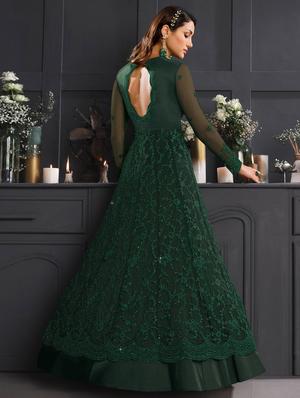 green net anarkali suits semistitched suit - 17995616 - Standard Image - 2