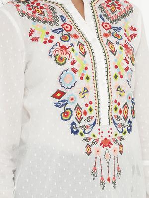 mandarin neck embroidered tunic - 17995665 - Standard Image - 5