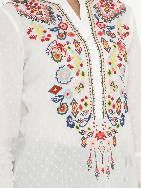 mandarin neck embroidered tunic - 17995665 - Zoom Image - 5
