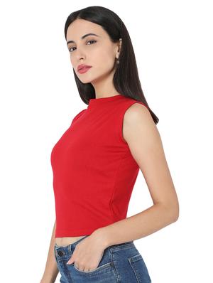 round neck sleeveless solid crop top - 17995740 - Standard Image - 3