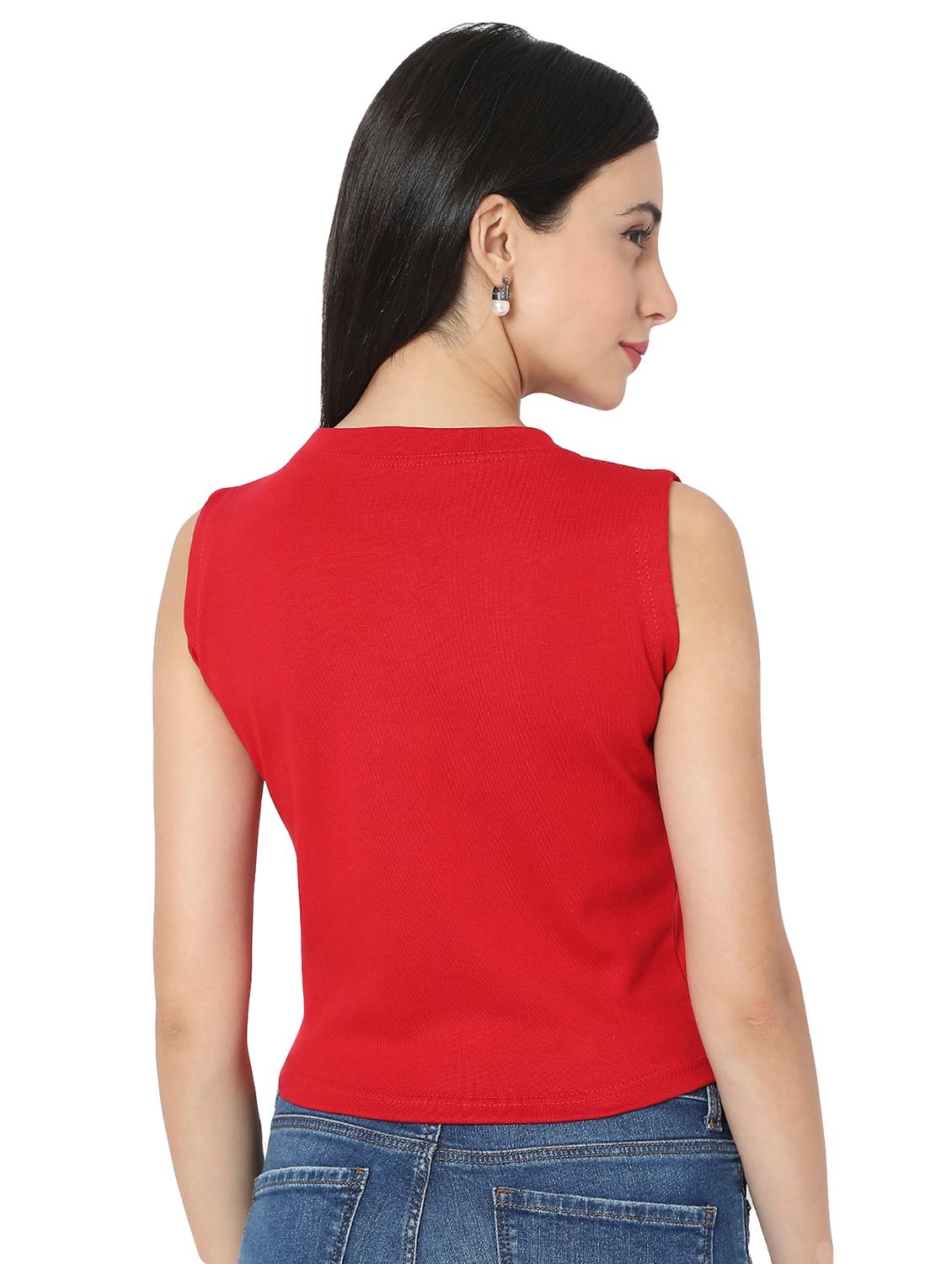 round neck sleeveless solid crop top - 17995740 - Zoom Image - 4