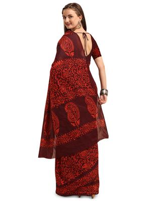block printed saree with blouse - 17996068 - Standard Image - 2