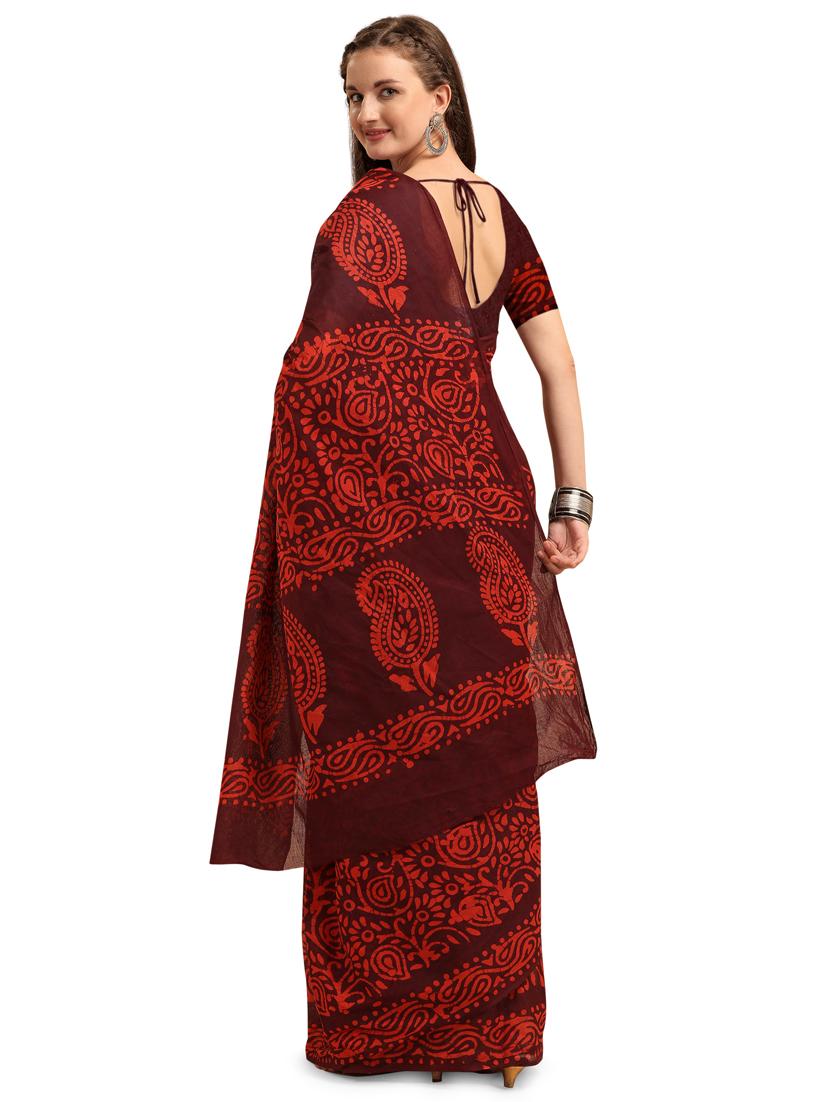 block printed saree with blouse - 17996068 - Zoom Image - 2