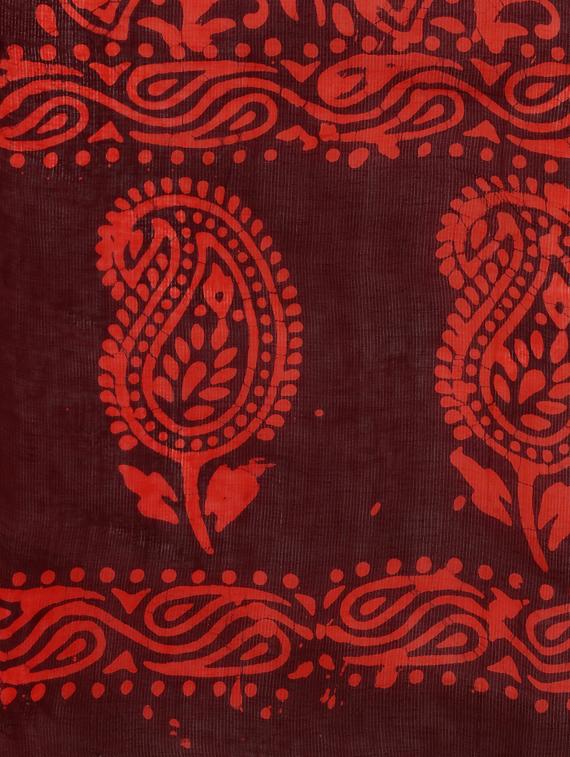 block printed saree with blouse - 17996068 - Zoom Image - 4