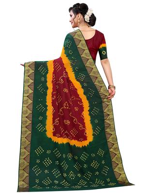 bandhani printed saree with blouse - 17996551 - Standard Image - 3