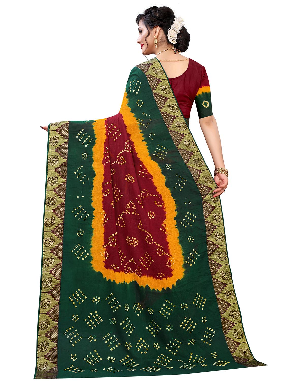 bandhani printed saree with blouse - 17996551 - Zoom Image - 3