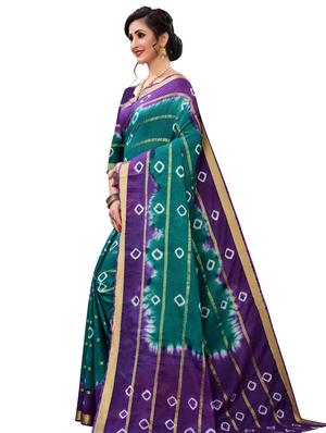 bandhani printed saree with blouse - 17996556 - Standard Image - 2