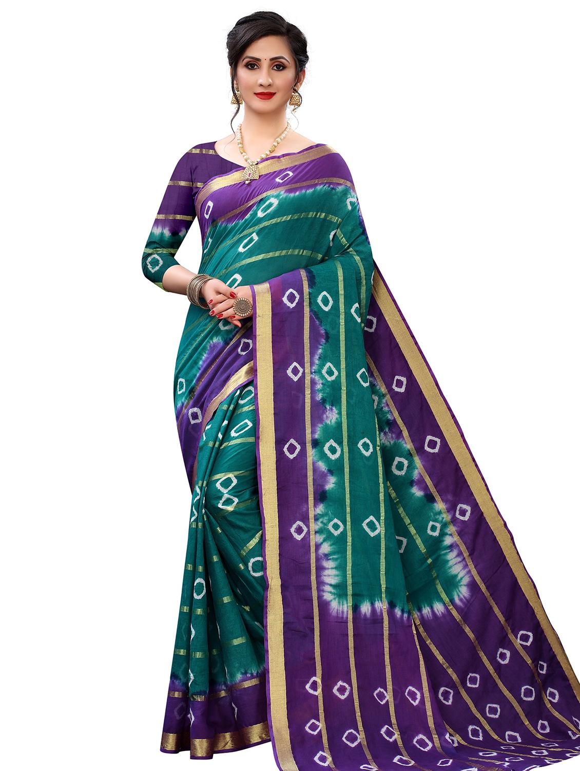 bandhani printed saree with blouse - 17996556 - Zoom Image - 1