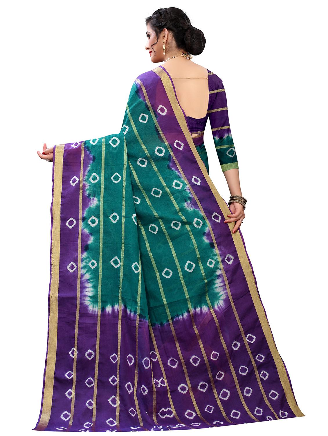 bandhani printed saree with blouse - 17996556 - Zoom Image - 3