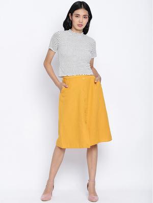 mid rise solid a-line skirt - 17996853 - Standard Image - 4