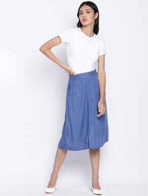 mid rise solid a-line skirt - 17996854 - Standard Image - 4