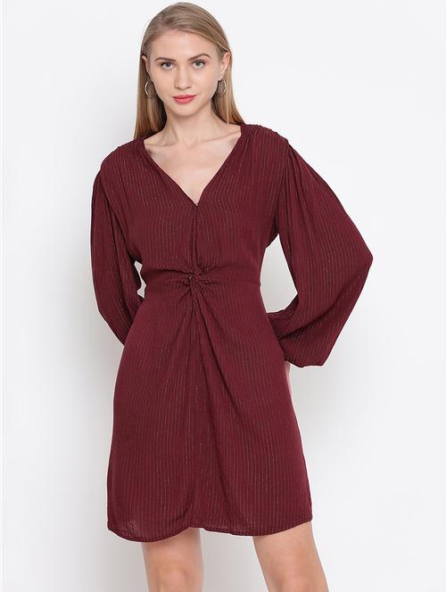 v-neck striped a-line dress - 17996871 - Standard Image - 1