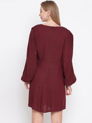 v-neck striped a-line dress - 17996871 - Standard Image - 3