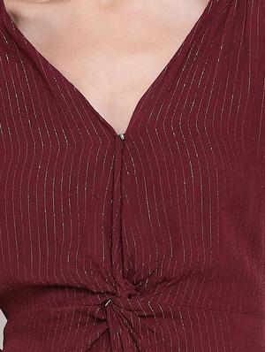 v-neck striped a-line dress - 17996871 - Standard Image - 5