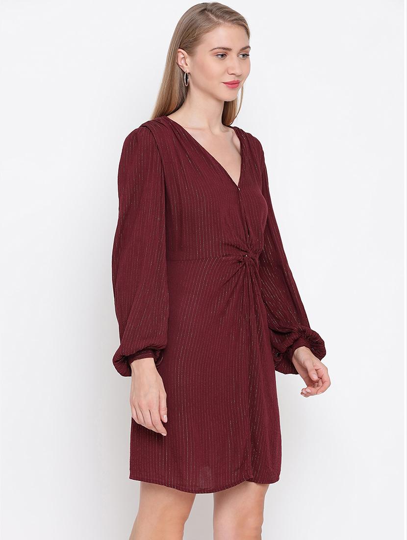 v-neck striped a-line dress - 17996871 - Zoom Image - 2