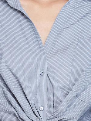 long sleeved striped crop shirt - 17996880 - Standard Image - 5