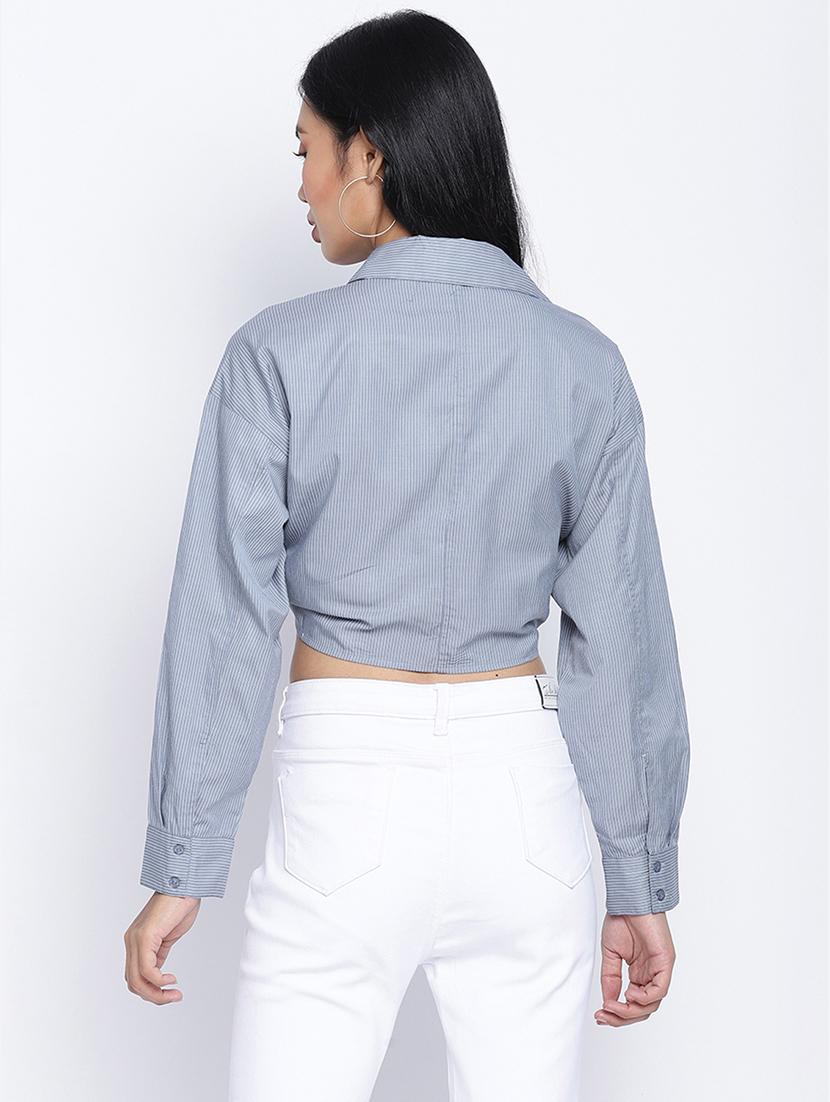 long sleeved striped crop shirt - 17996880 - Zoom Image - 3