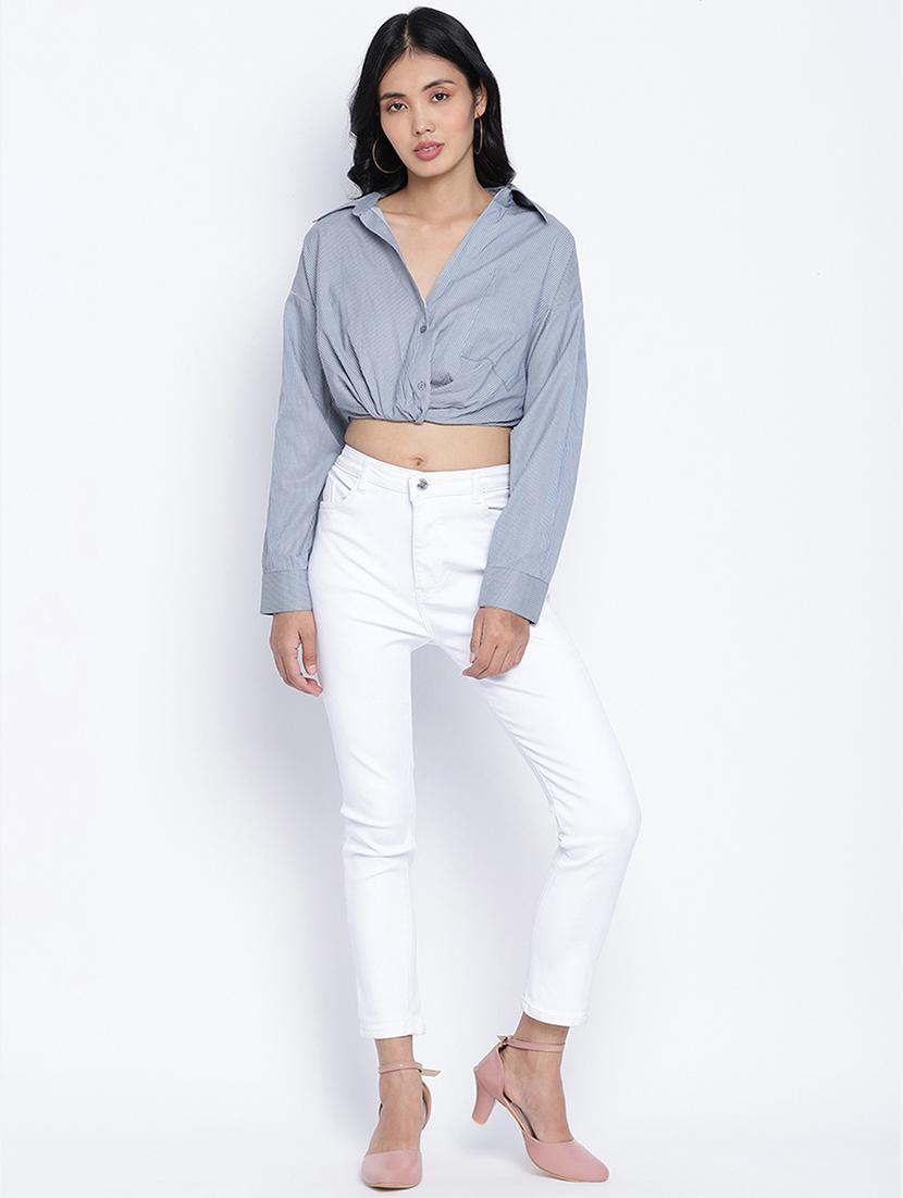long sleeved striped crop shirt - 17996880 - Zoom Image - 4