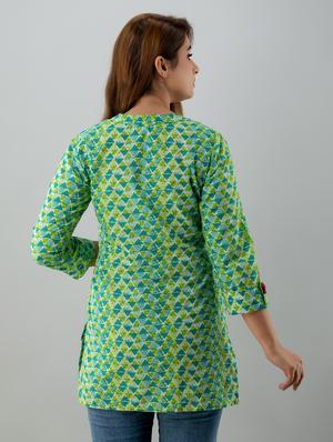mandarin neck printed tunic - 17996932 - Standard Image - 3