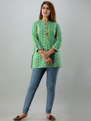 mandarin neck printed tunic - 17996932 - Standard Image - 4