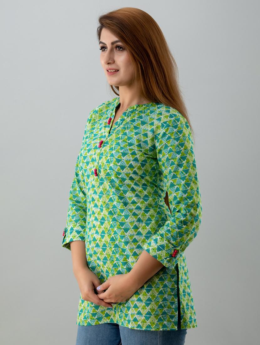 mandarin neck printed tunic - 17996932 - Zoom Image - 2