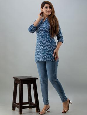 mandarin neck printed tunic - 17996934 - Standard Image - 4