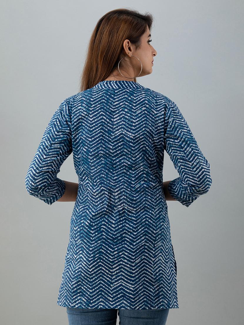 mandarin neck printed tunic - 17996934 - Zoom Image - 3