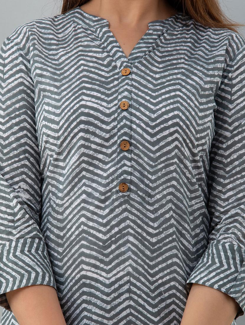 mandarin neck printed tunic - 17996935 - Zoom Image - 5