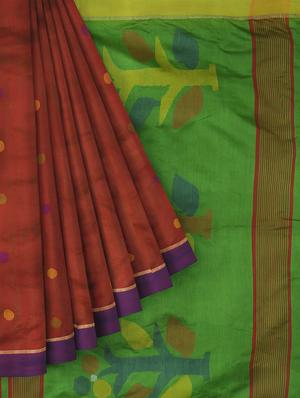 self design handloom saree with blouse - 17997172 - Standard Image - 3