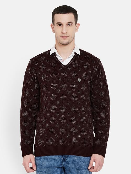maroon geometric pullover - 17997297 - Standard Image - 1