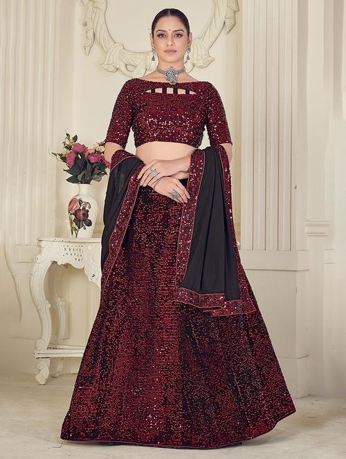 sequined flared lehenga - 17997770 - Very Small Image - 1