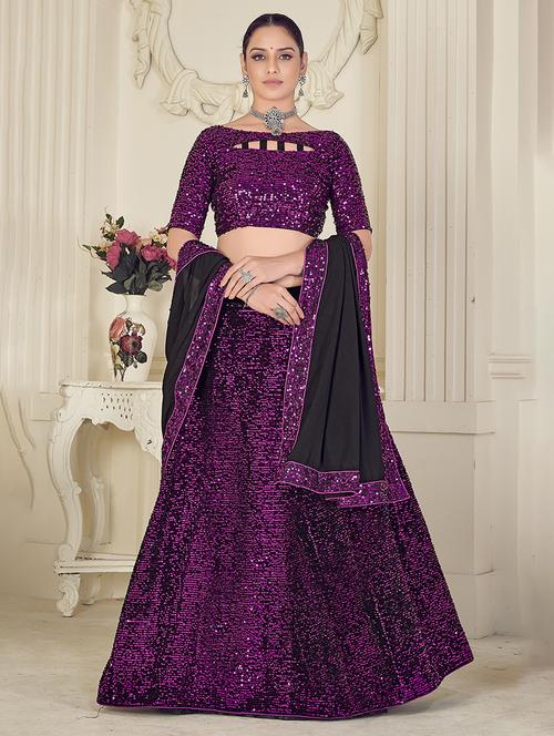 sequined flared lehenga - 17997774 - Very Small Image - 1