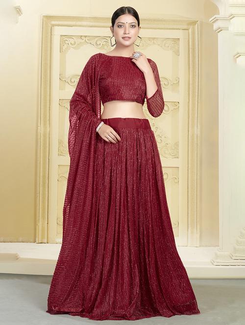self design flared lehenga - 17997781 - Very Small Image - 1