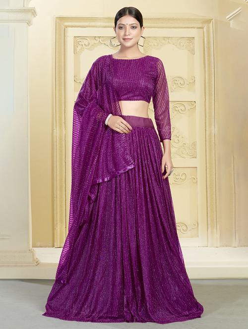 self design flared lehenga - 17997782 - Very Small Image - 1