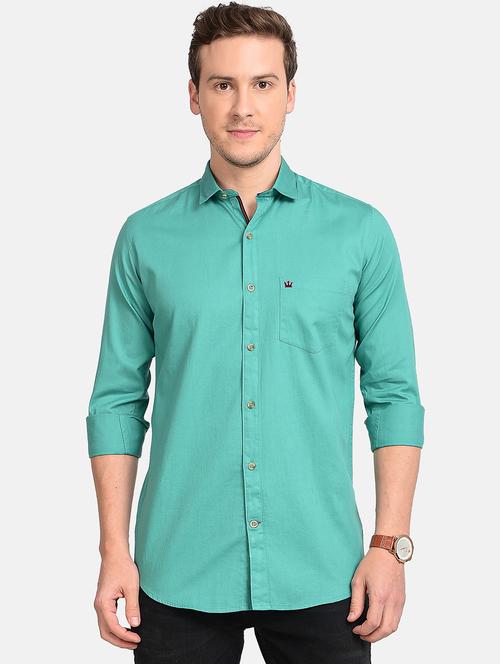 light blue solid casual shirt - 17997818 - Standard Image - 1
