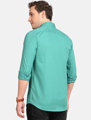 light blue solid casual shirt - 17997818 - Standard Image - 4