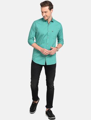 light blue solid casual shirt - 17997818 - Standard Image - 5