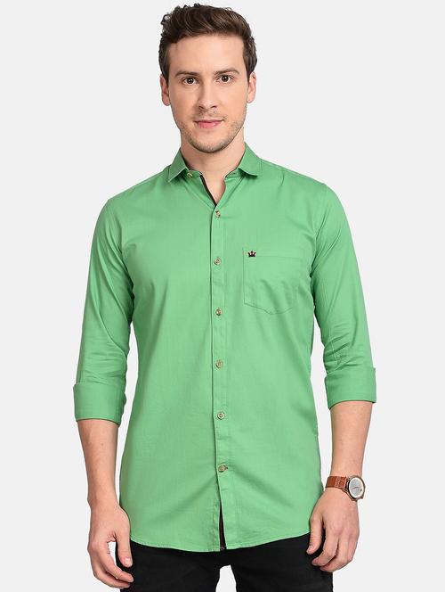 green solid casual shirt - 17997819 - Standard Image - 1