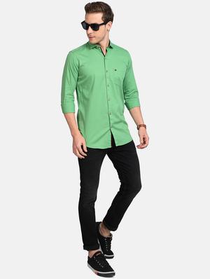 green solid casual shirt - 17997819 - Standard Image - 5