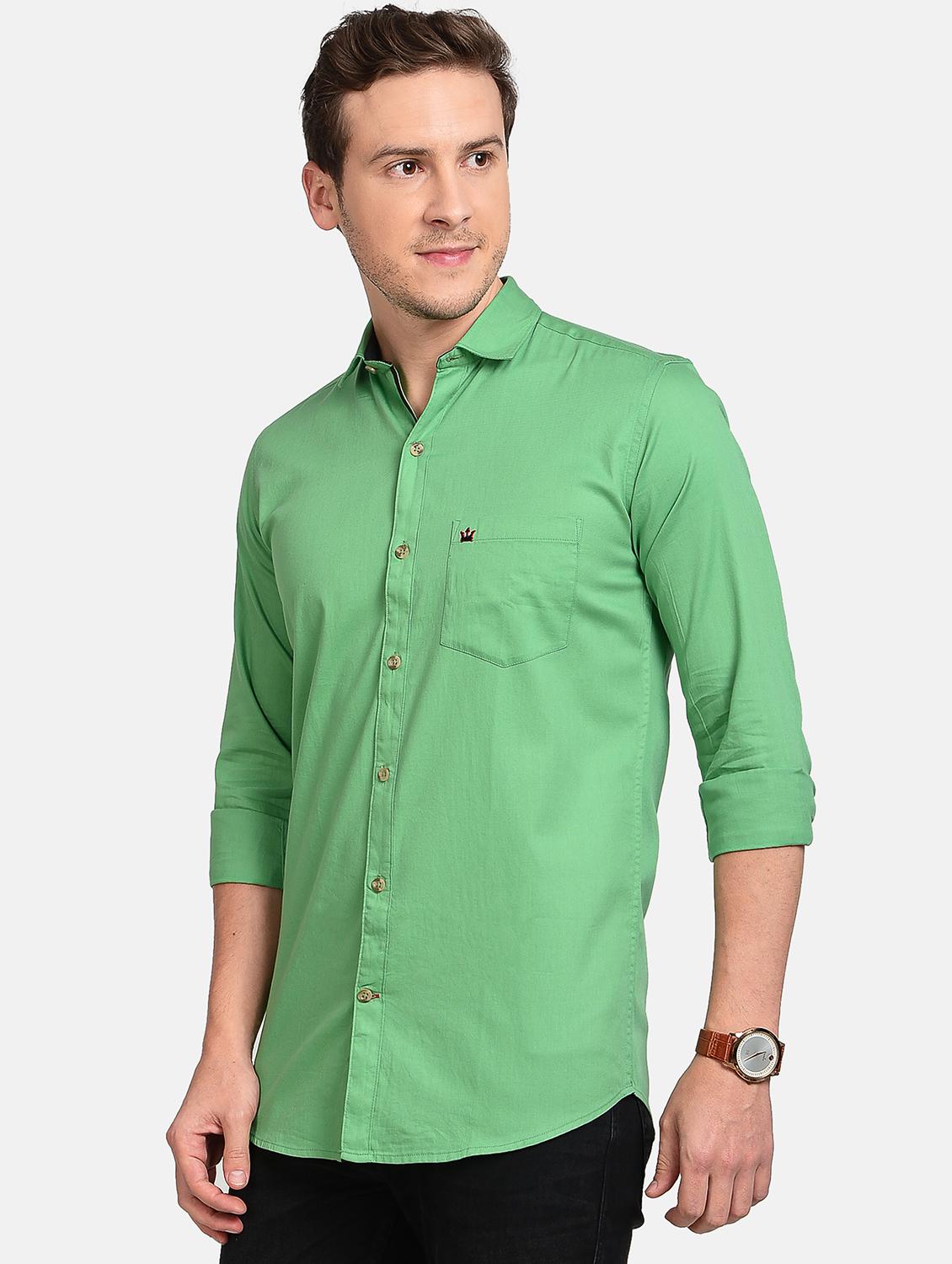 green solid casual shirt - 17997819 - Zoom Image - 2