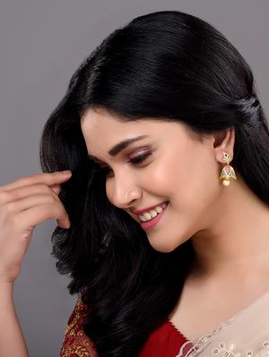 multi colored brass jhumka earring - 17997896 - Standard Image - 2